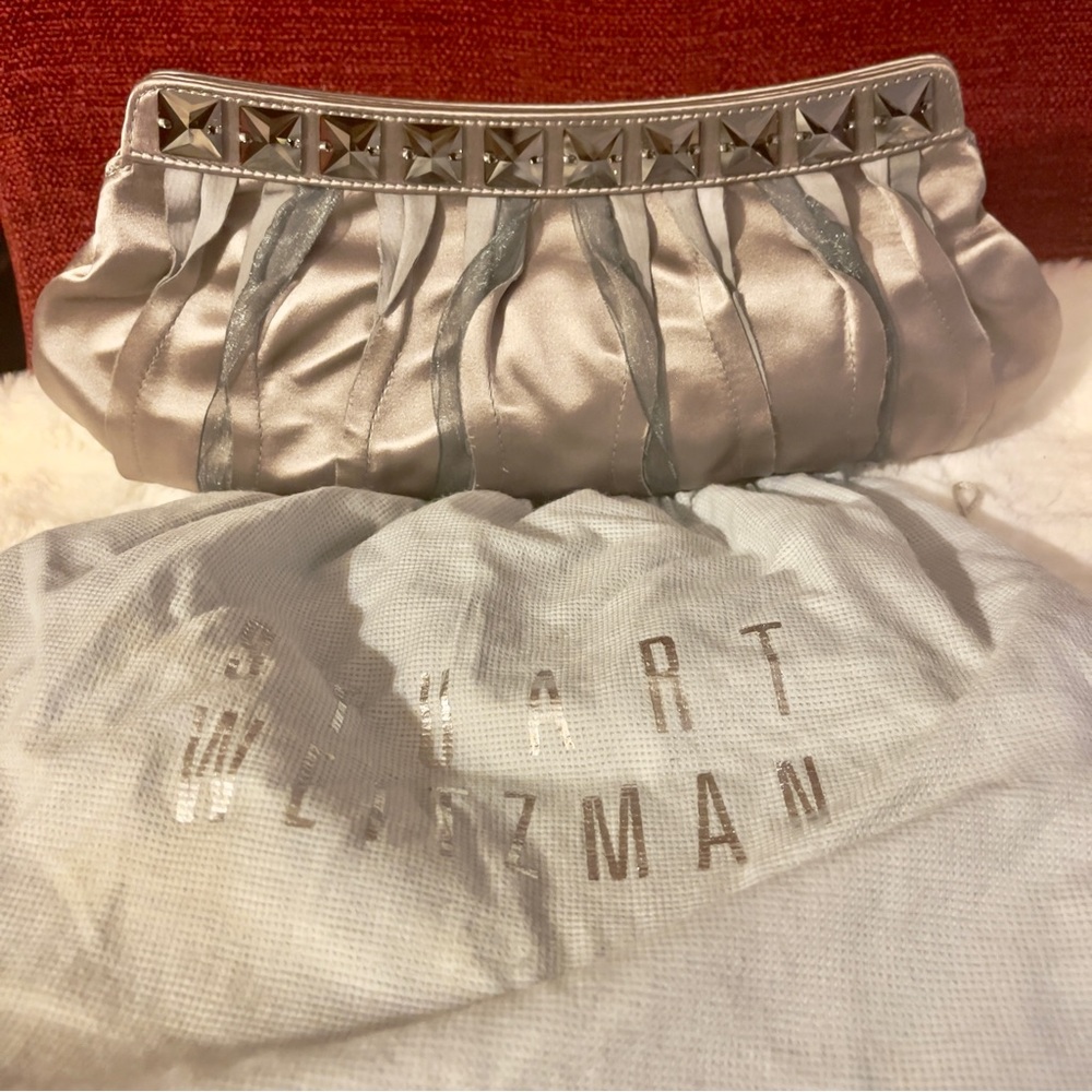 Authentic PreLoved Stuart Weitzman clutch in Silver
